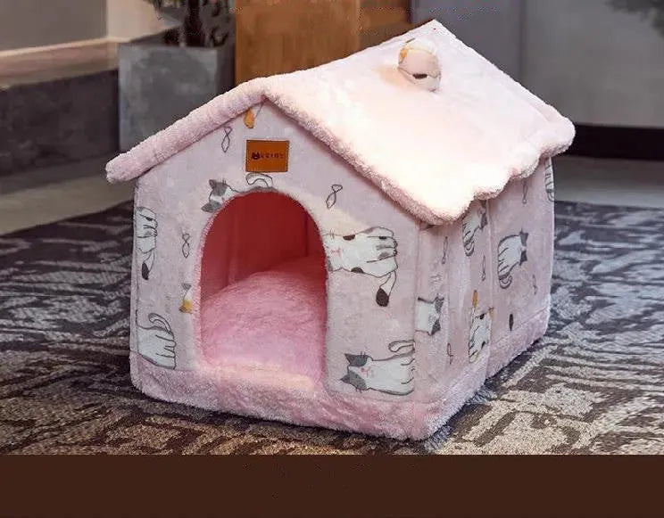 Foldable Dog House Pet Cat Bed Winter Dog Villa Sleep Kennel Removable Nest Warm Enclosed Cave Sofa Pets Supplies - Bellarte Enchanté Foldable Dog House Pet Cat Bed Winter Dog Villa Sleep Kennel Removable Nest Warm Enclosed Cave Sofa Pets Supplies
